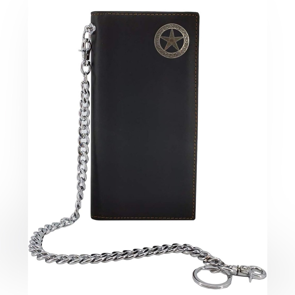3/$35 Black Leather Wallet with Chain